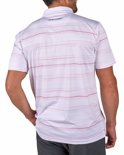Men's White Versatile Pink Dotted Polo for Golf or Business