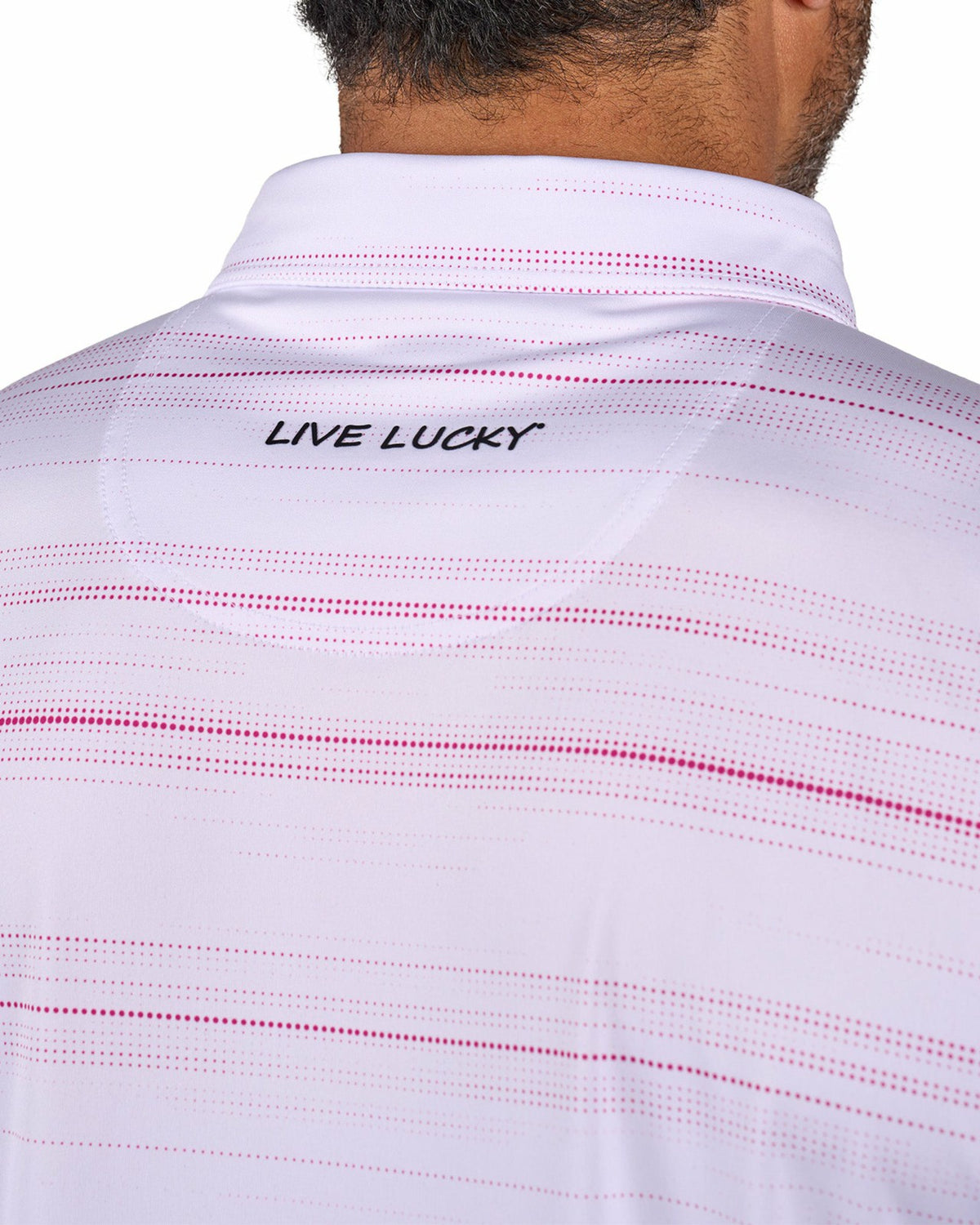 Men's White Versatile Pink Dotted Polo for Golf or Business
