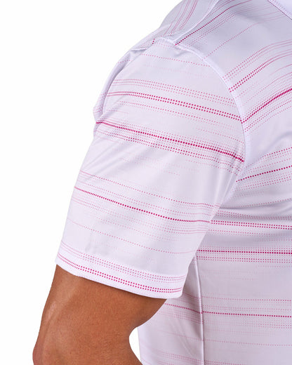 Men's White Versatile Pink Dotted Polo for Golf or Business
