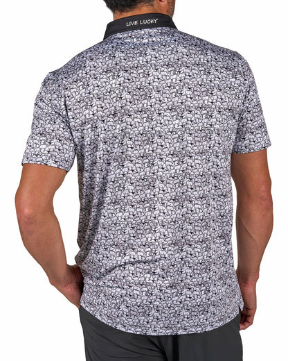 Black and White Longhorn Patterned Men's Golf Polo
