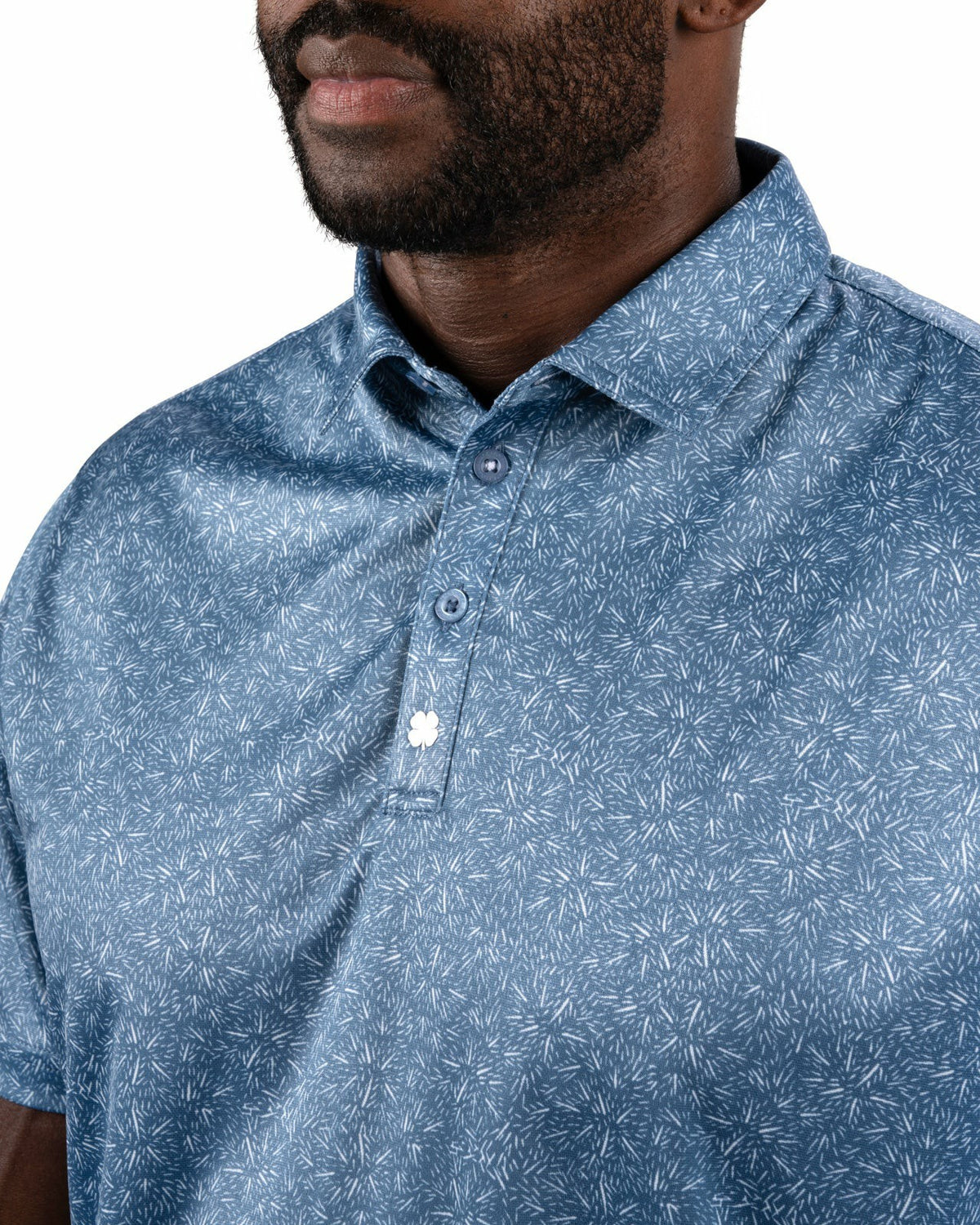 Men's Patriotic Blue Golf Polo with Fireworks Pattern