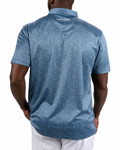 Men's Patriotic Blue Golf Polo with Fireworks Pattern