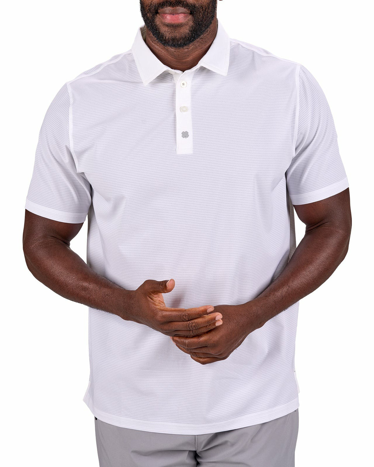 Men's White Mesh Performance Polo for Golf or Business