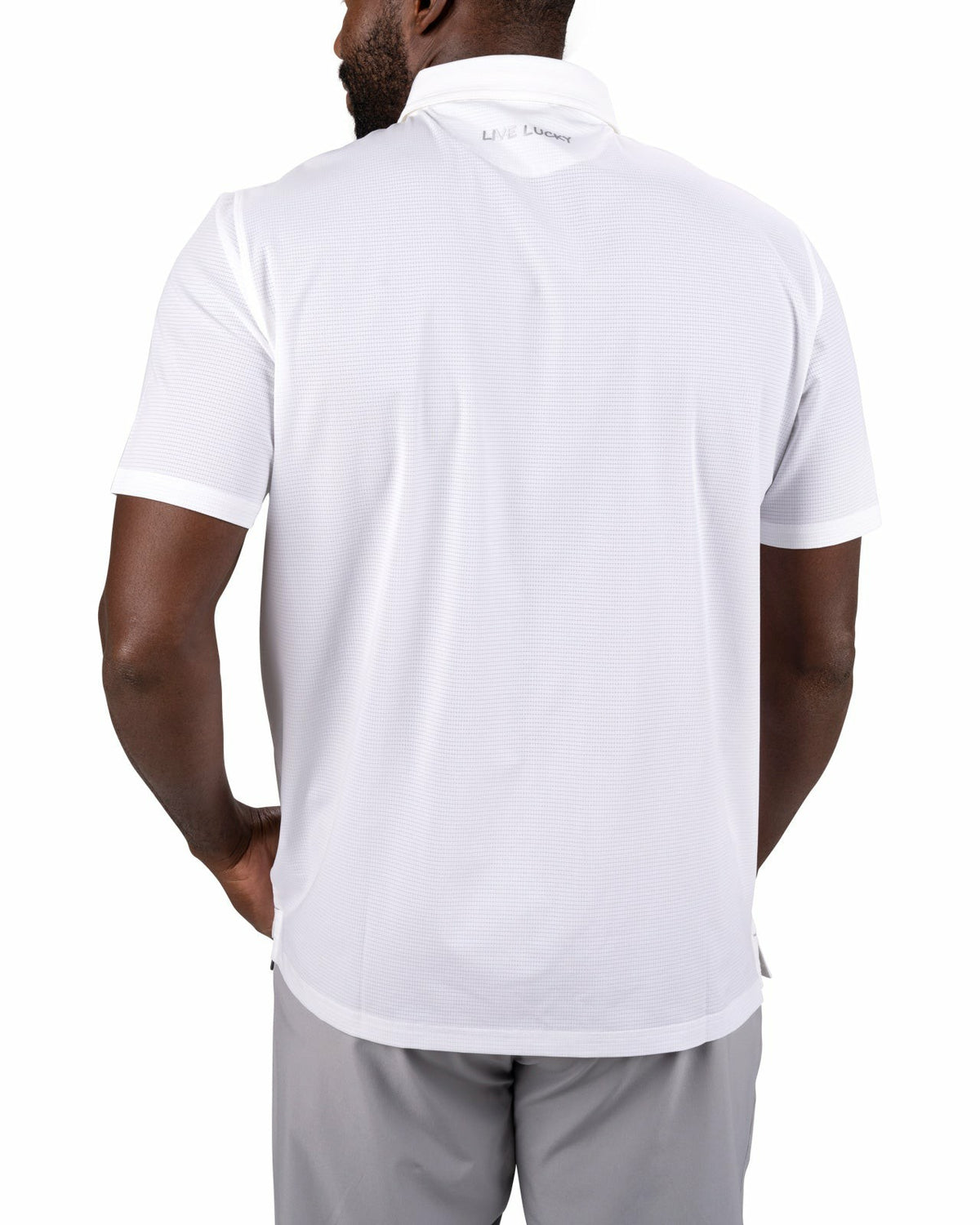 Men's White Mesh Performance Polo for Golf or Business