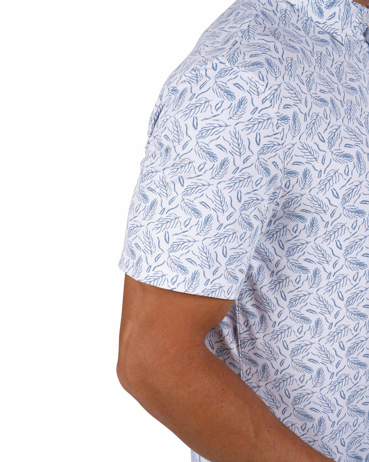 Men's Stylish White Golf Polo with Feather Pattern