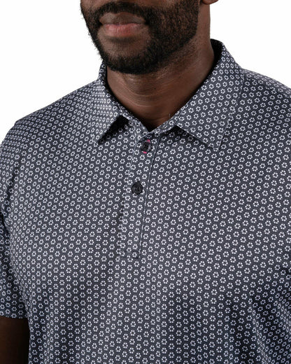 Men's Stylish Black Golf Polo with Floral Pattern