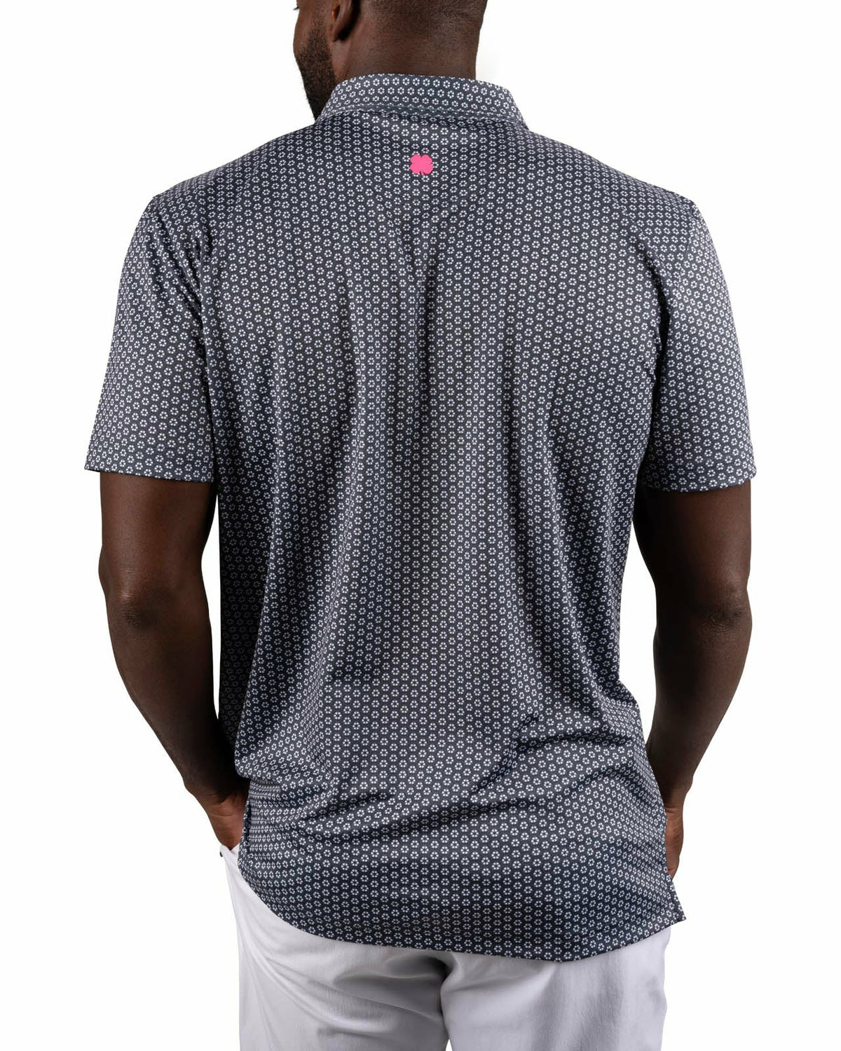 Men's Stylish Black Golf Polo with Floral Pattern