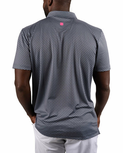 Men's Stylish Black Golf Polo with Floral Pattern