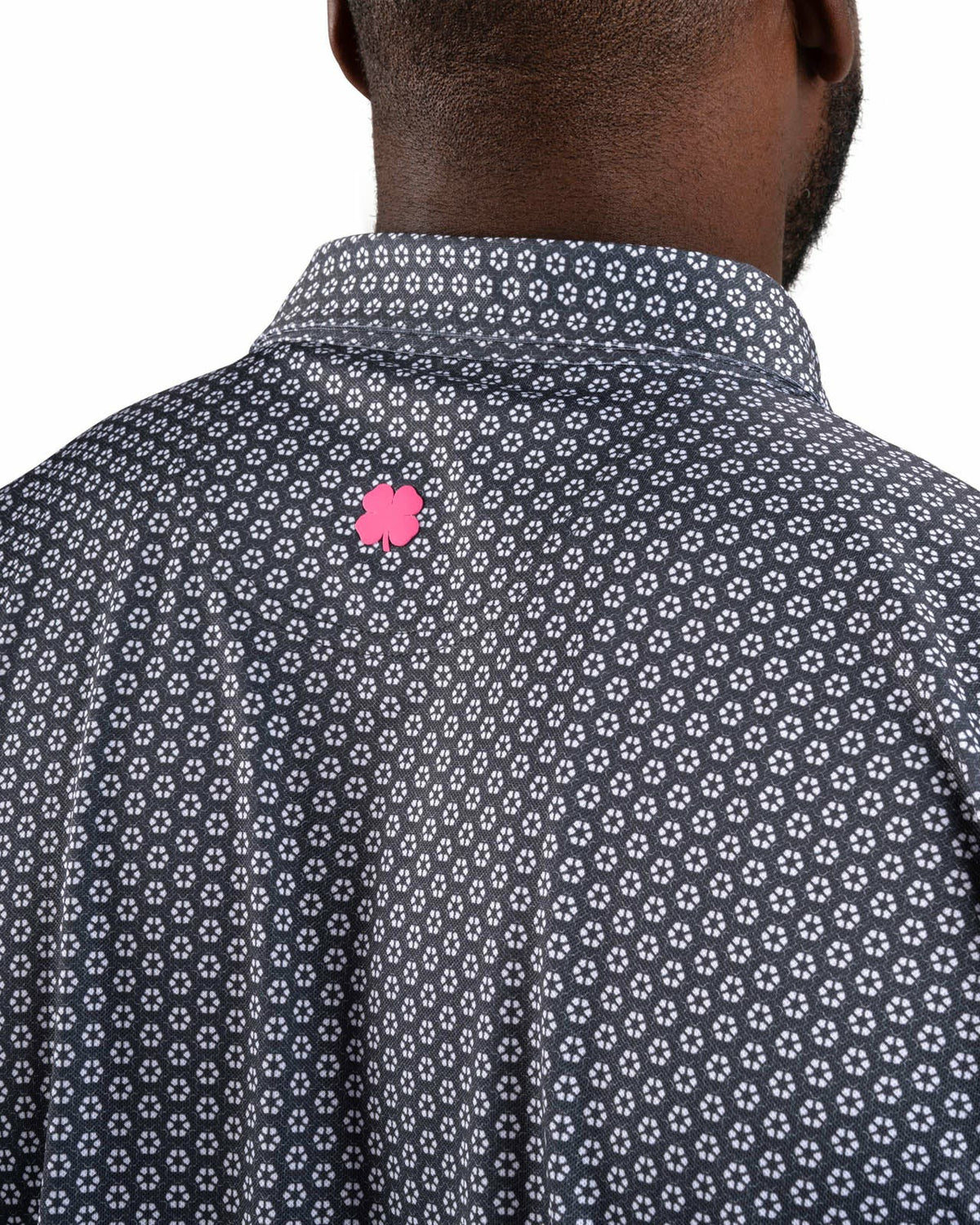 Men's Stylish Black Golf Polo with Floral Pattern