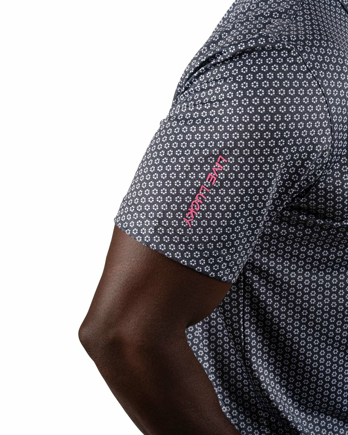 Men's Stylish Black Golf Polo with Floral Pattern