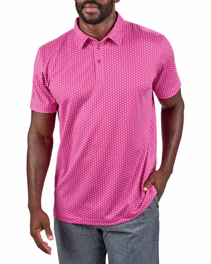 Men's Stylish Pink Golf Polo with Floral Pattern