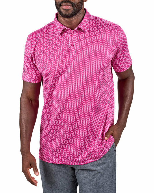 Men's Stylish Pink Golf Polo with Floral Pattern