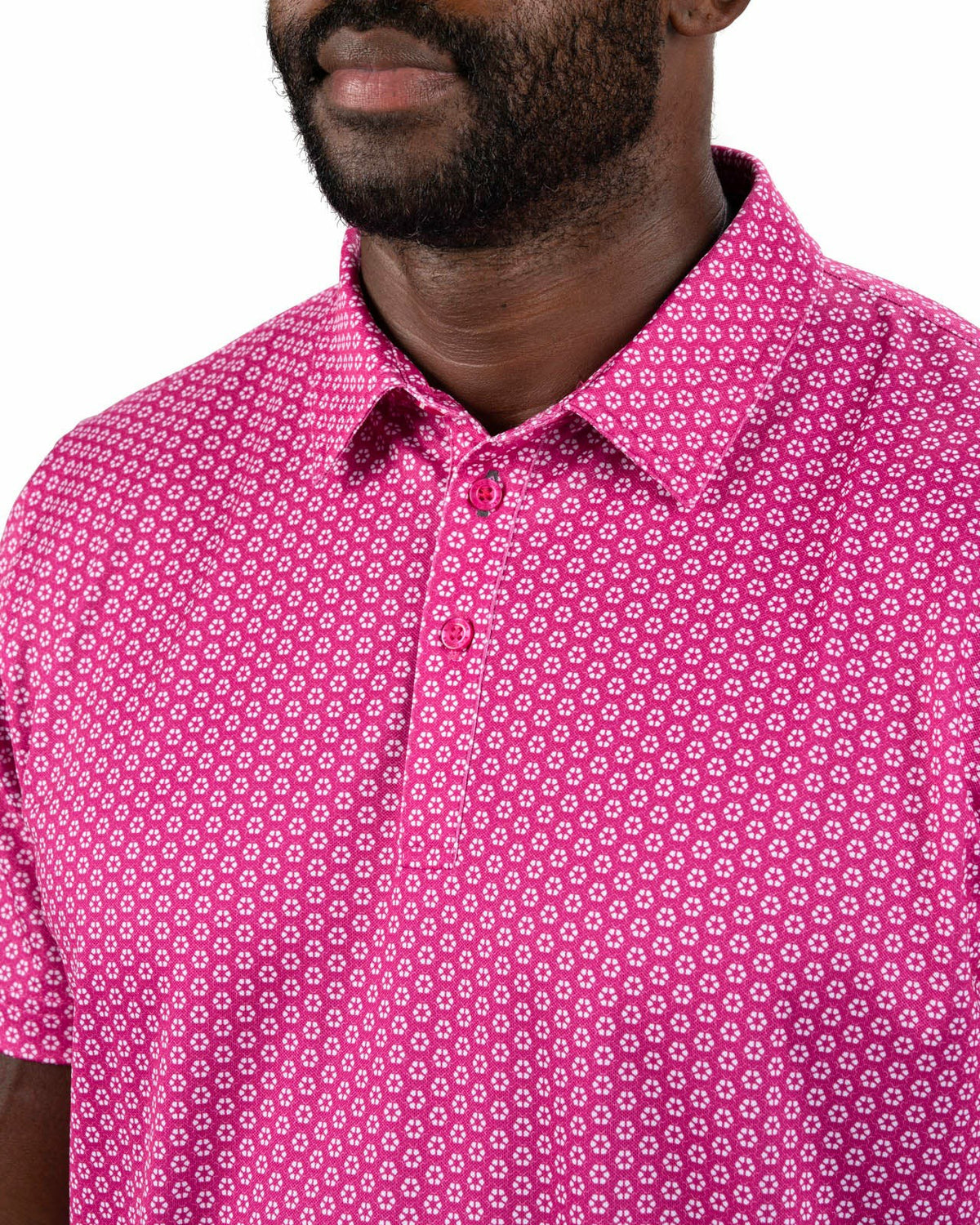 Men's Stylish Pink Golf Polo with Floral Pattern
