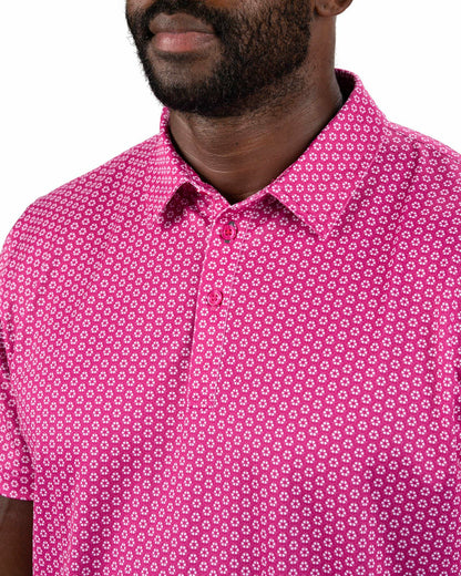 Men's Stylish Pink Golf Polo with Floral Pattern