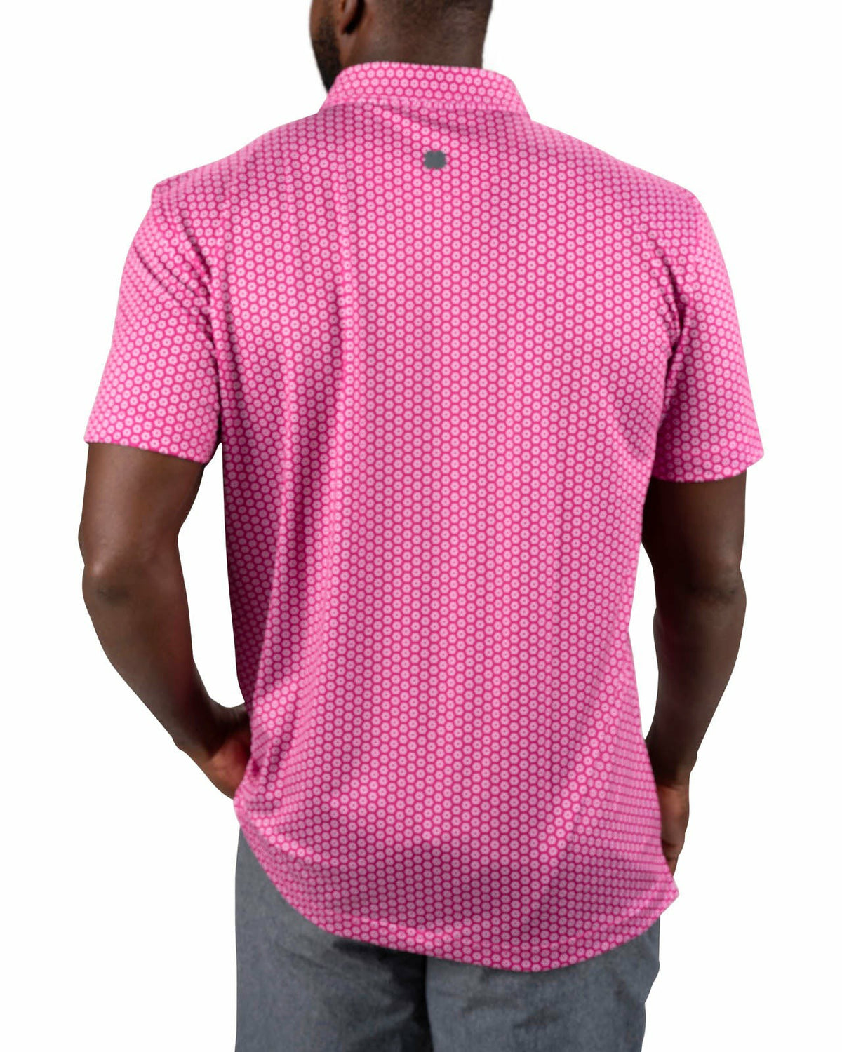 Men's Stylish Pink Golf Polo with Floral Pattern