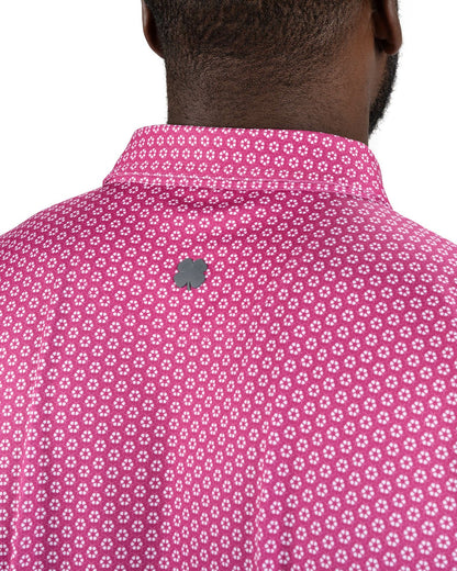 Men's Stylish Pink Golf Polo with Floral Pattern