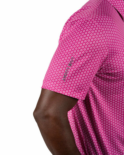 Men's Stylish Pink Golf Polo with Floral Pattern