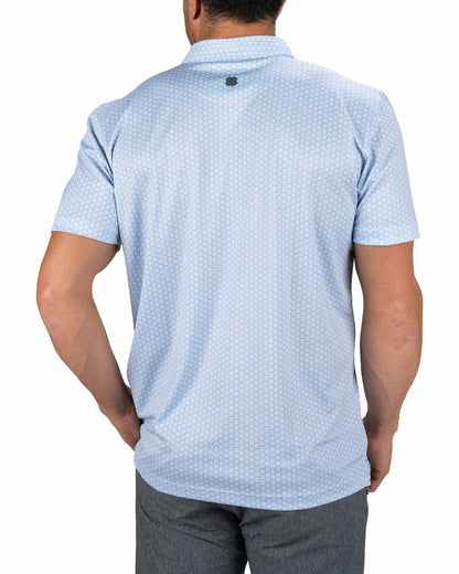 Men's Stylish Light Blue Golf Polo with Floral Pattern