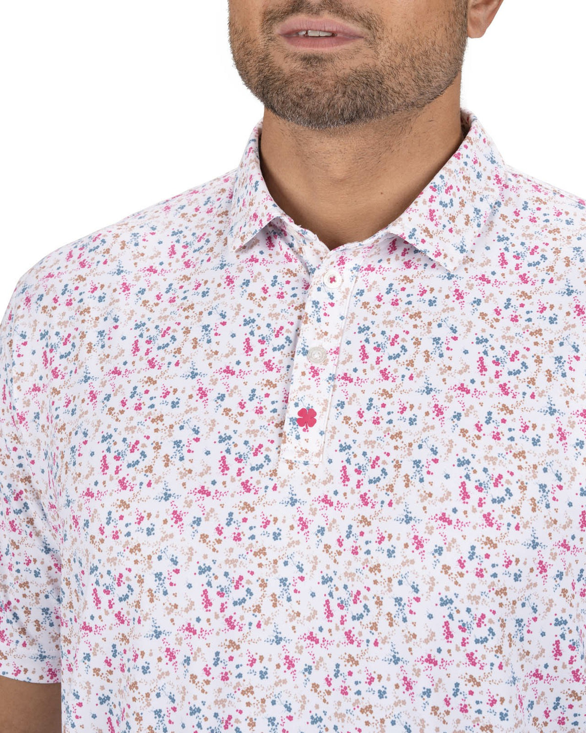Men's Stylish White Golf Polo with Splatter Pattern