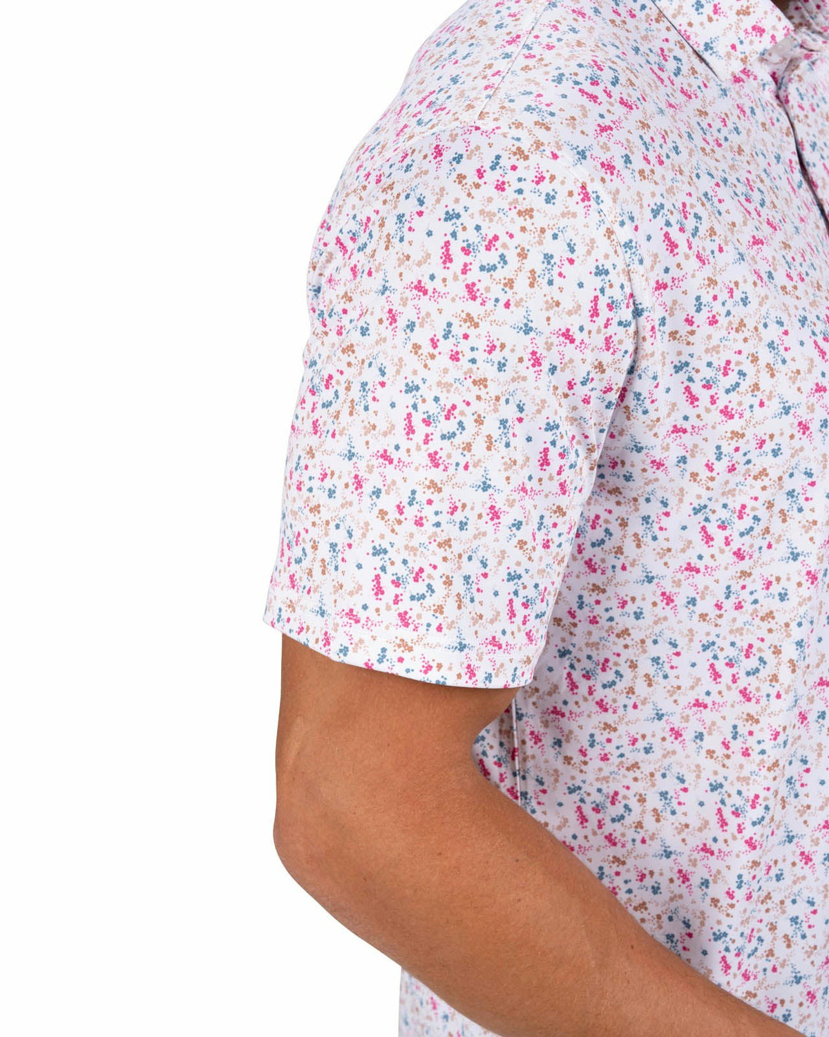 Men's Stylish White Golf Polo with Splatter Pattern