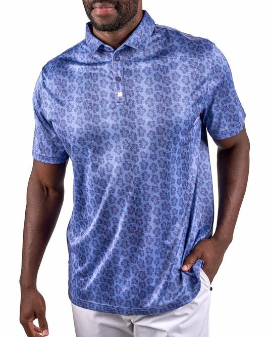 Men's Navy Blue Tropical Polo for Golf and Lifestyle