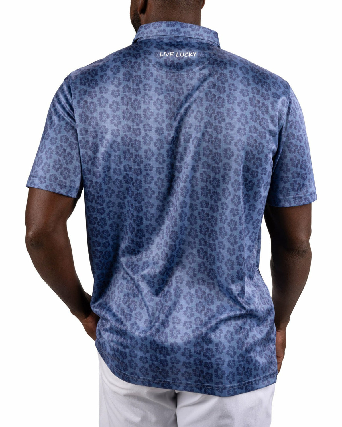 Men's Navy Blue Tropical Polo for Golf and Lifestyle
