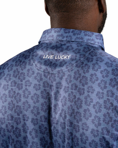 Men's Navy Blue Tropical Polo for Golf and Lifestyle