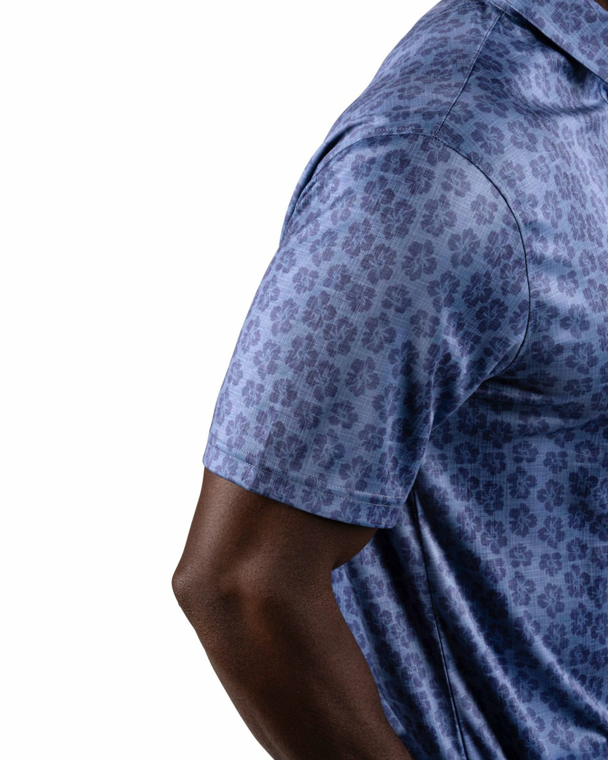 Men's Navy Blue Tropical Polo for Golf and Lifestyle