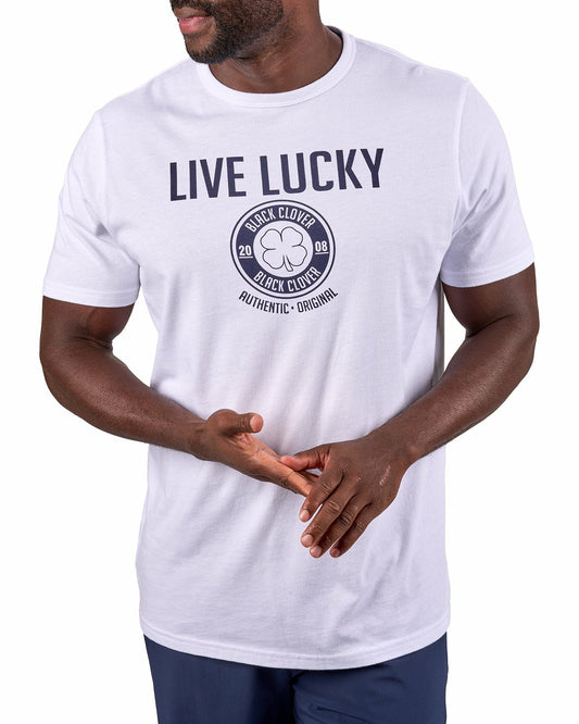 Super Soft Men's Navy and White Graphic Tee