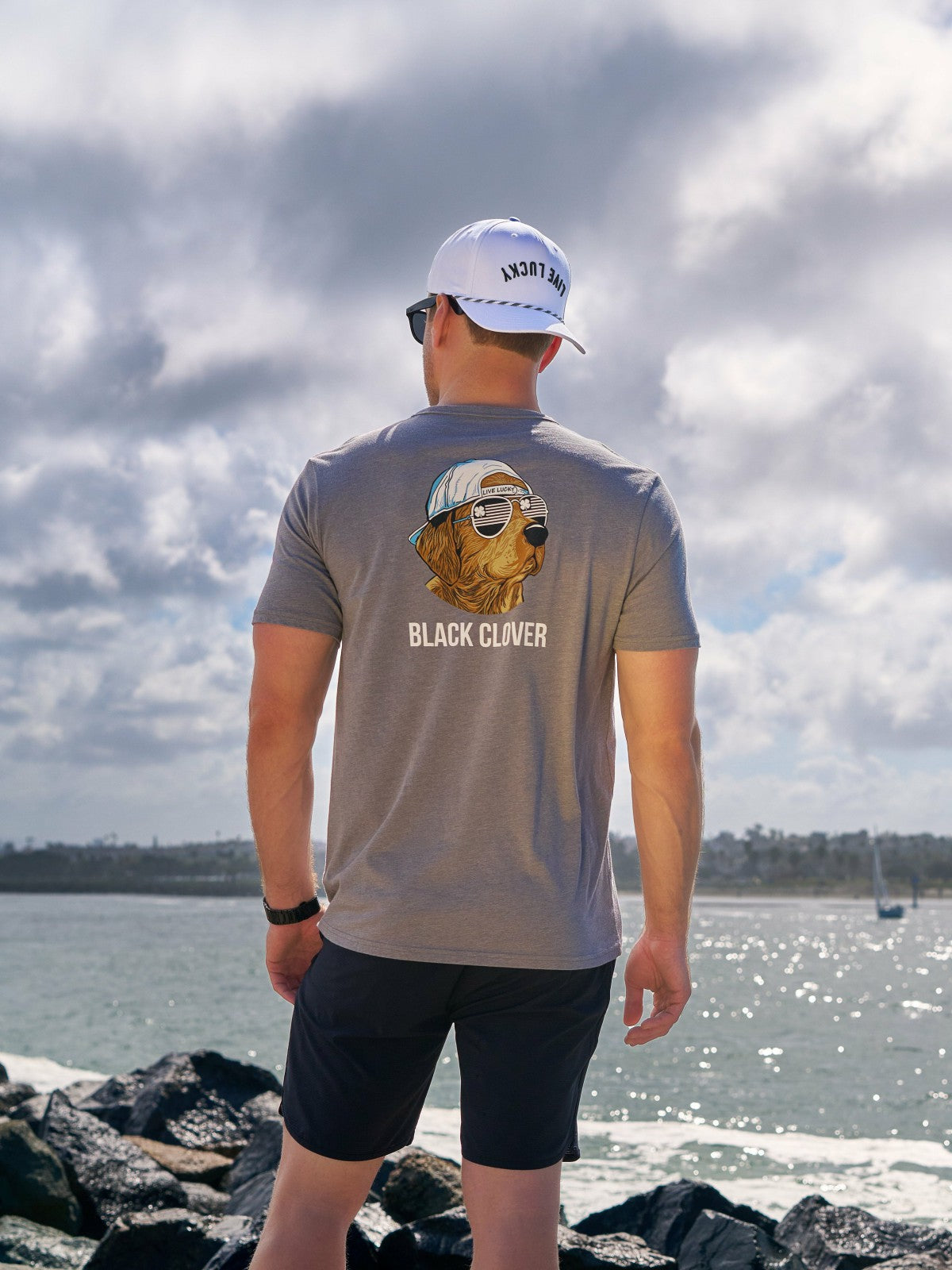 Men's Dark Grey Graphic Tee with Dog Logo