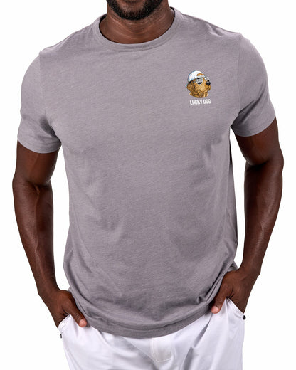 Men's Dark Grey Graphic Tee with Dog Logo