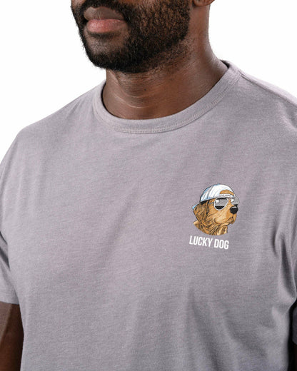 Men's Dark Grey Graphic Tee with Dog Logo