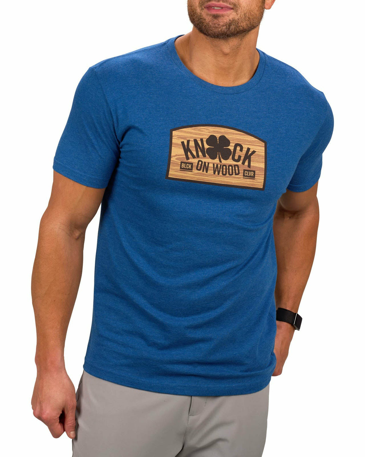 Men's Cool Blue and Wood Logo Graphic Tee for Golf & Lifestyle