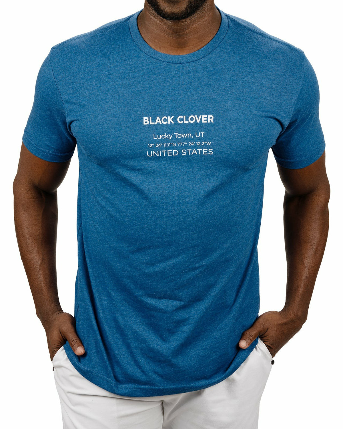 Men's Heather Blue and White Graphic Tee