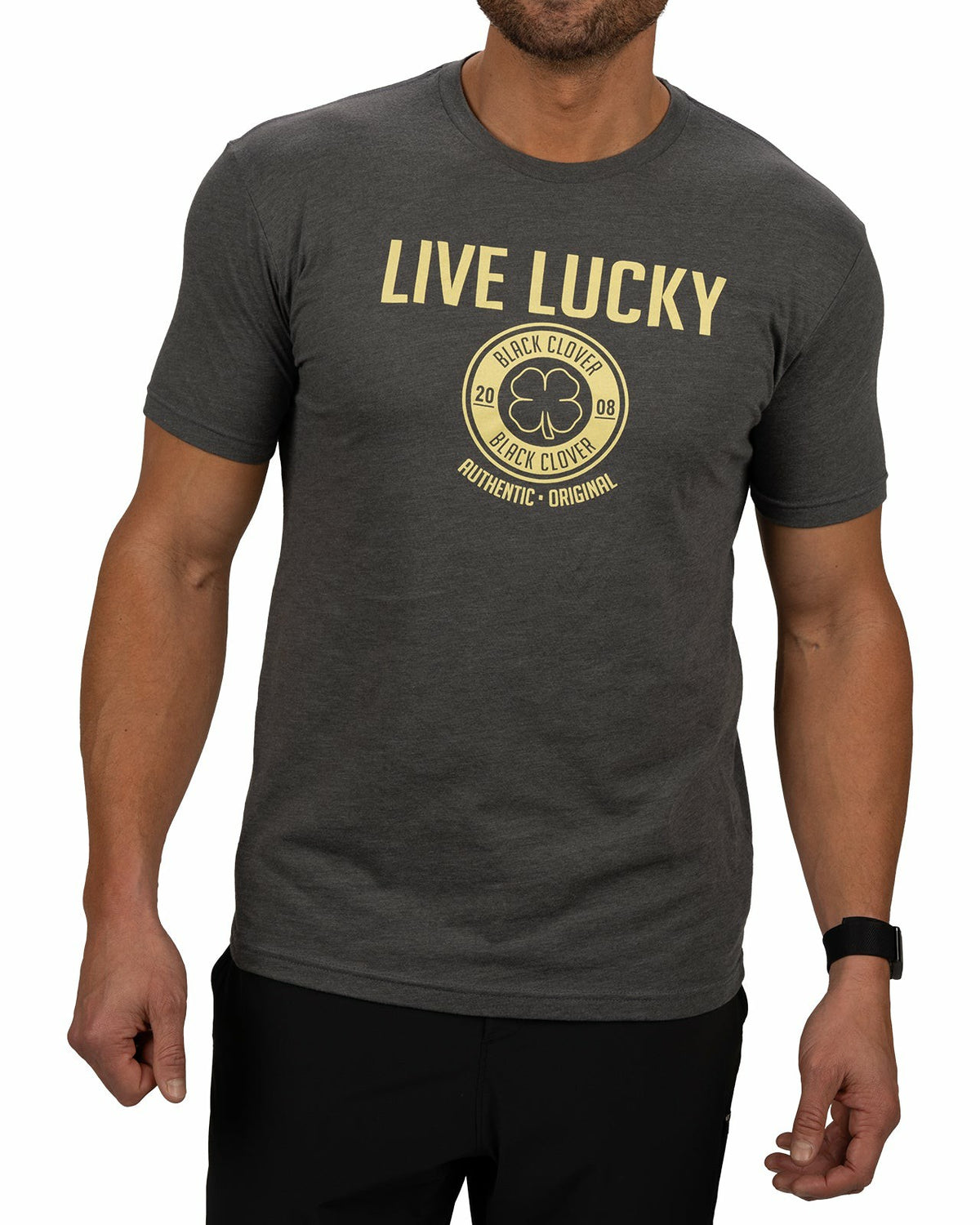 Men's Heather Gray and Yellow Graphic Tee