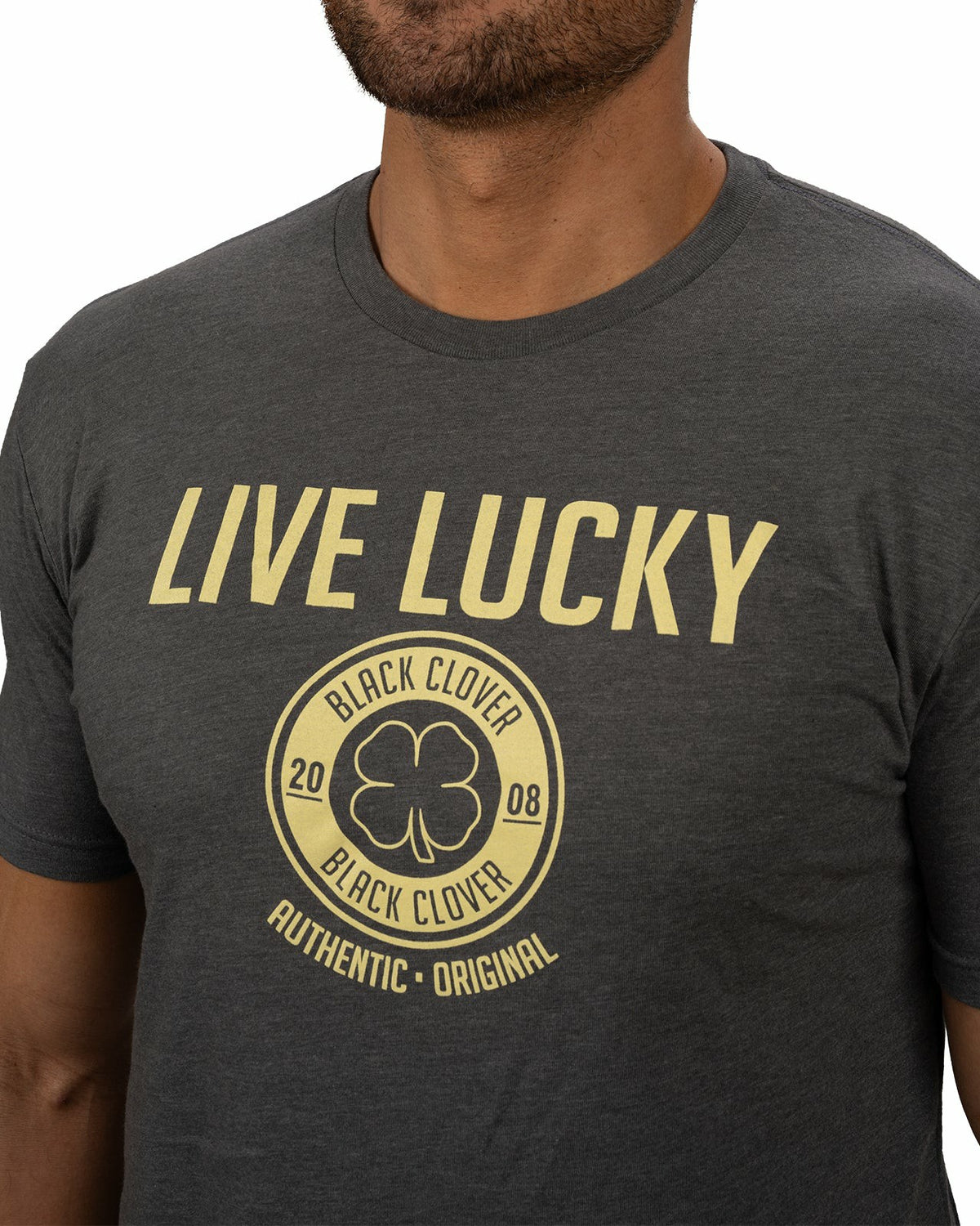 Men's Heather Gray and Yellow Graphic Tee