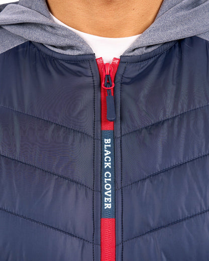 Men's Blue Quilted Jacket Hoodie