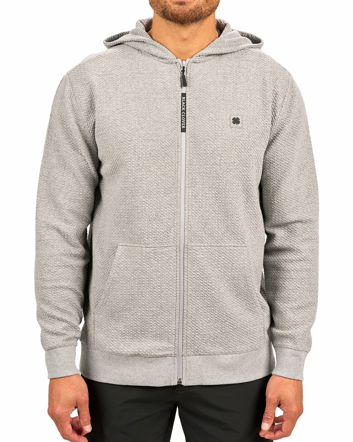 Men's Textured Grey Zip Hoodie