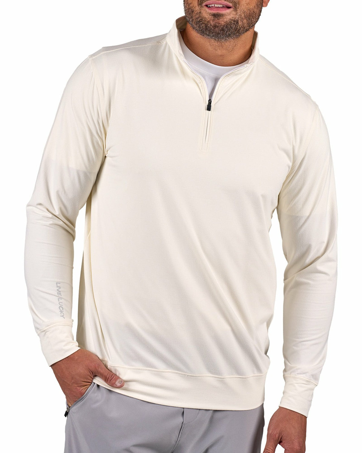 Men's Versatile White Quarter-Zip Sweatshirt for Style and Comfort
