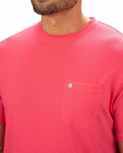 Lightweight Luxury Short-Sleeved Bright Pink Men's Pocket Tee