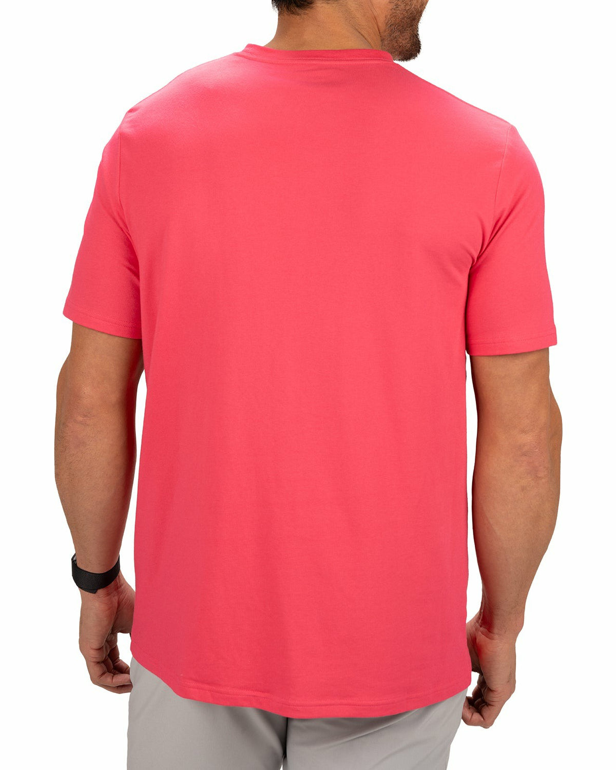 Lightweight Luxury Short-Sleeved Bright Pink Men's Pocket Tee