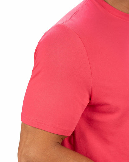 Lightweight Luxury Short-Sleeved Bright Pink Men's Pocket Tee