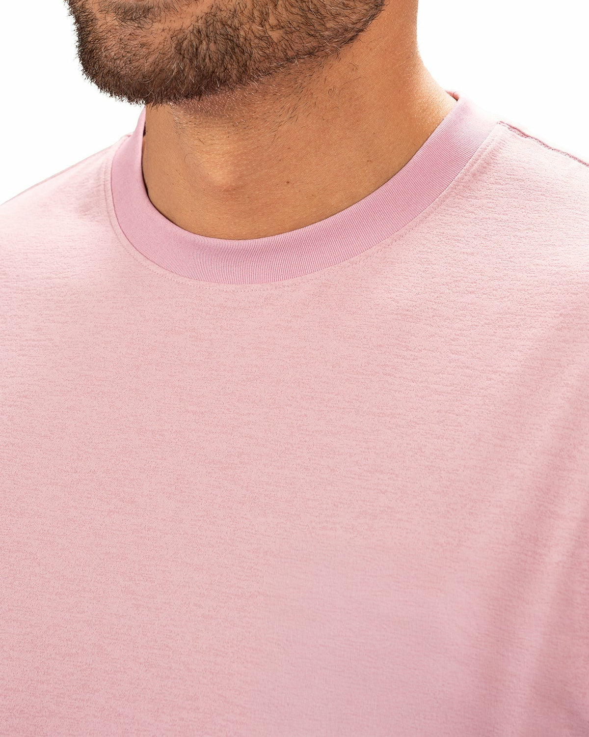 Poly Slub Stretch Short Sleeve Pastel Pink T-Shirt