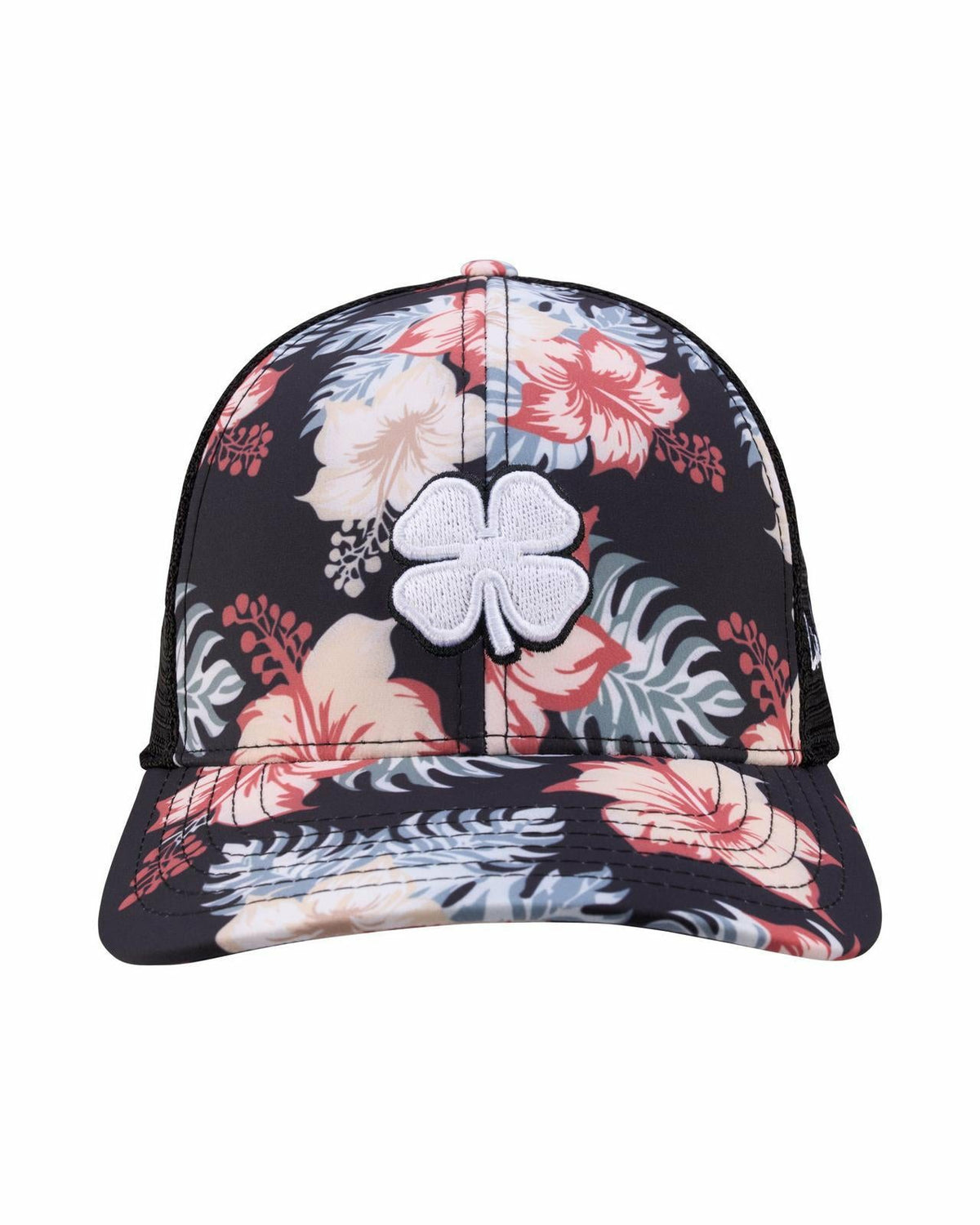 Unisex Black Floral Print Tropical Trucker Hat