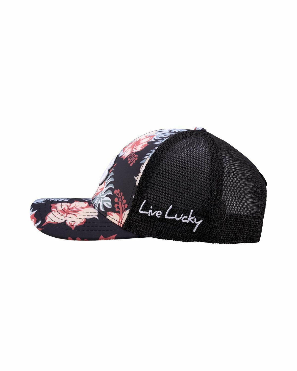 Unisex Black Floral Print Tropical Trucker Hat