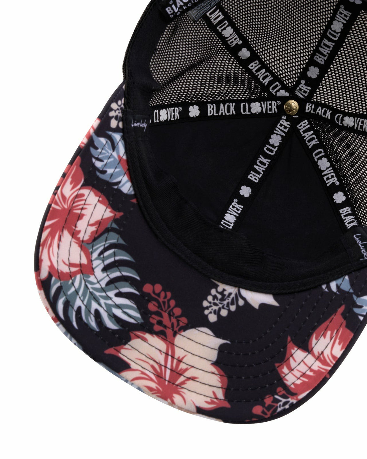 Unisex Black Floral Print Tropical Trucker Hat