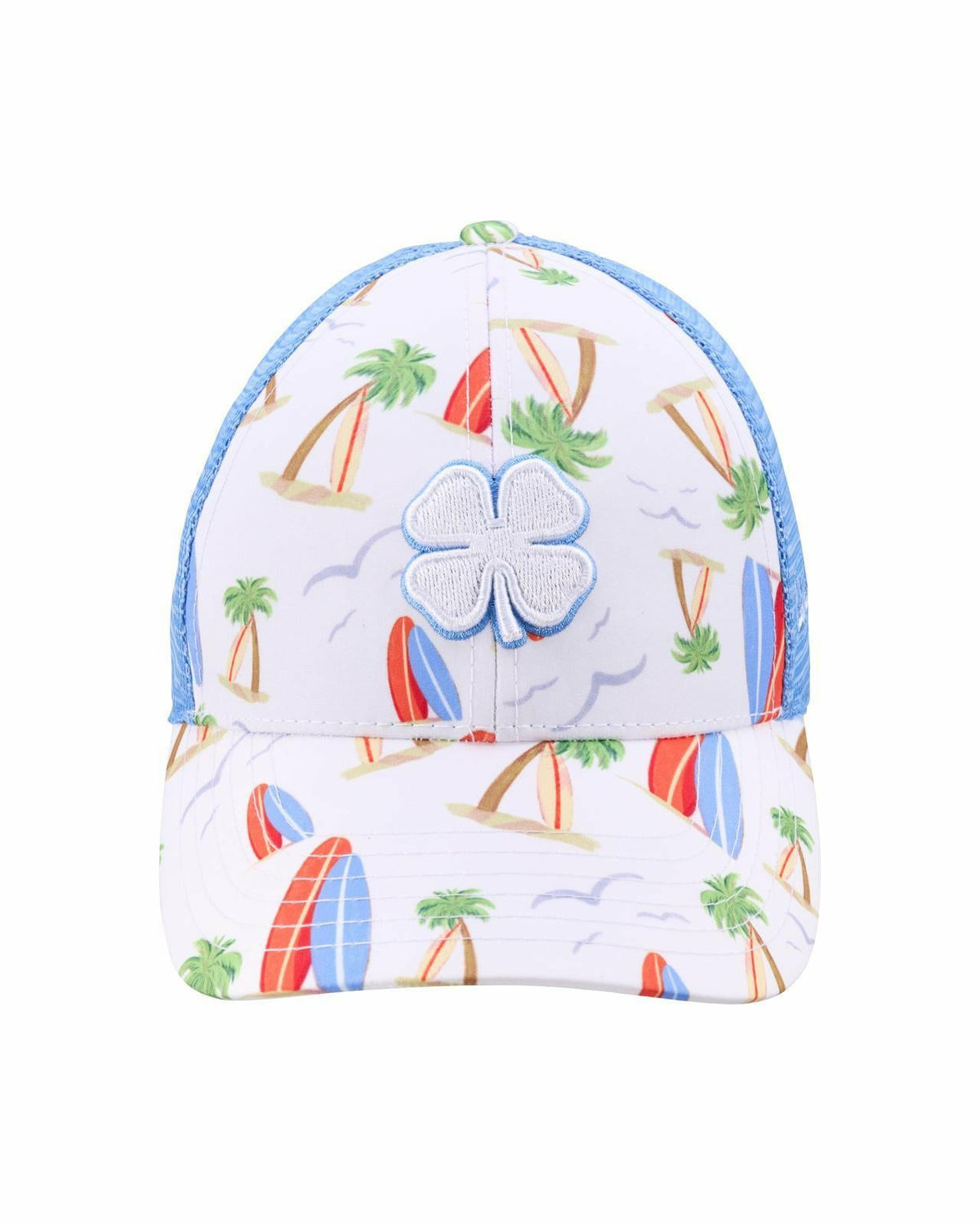 Unisex White and Blue Floral Print Tropical Trucker Hat