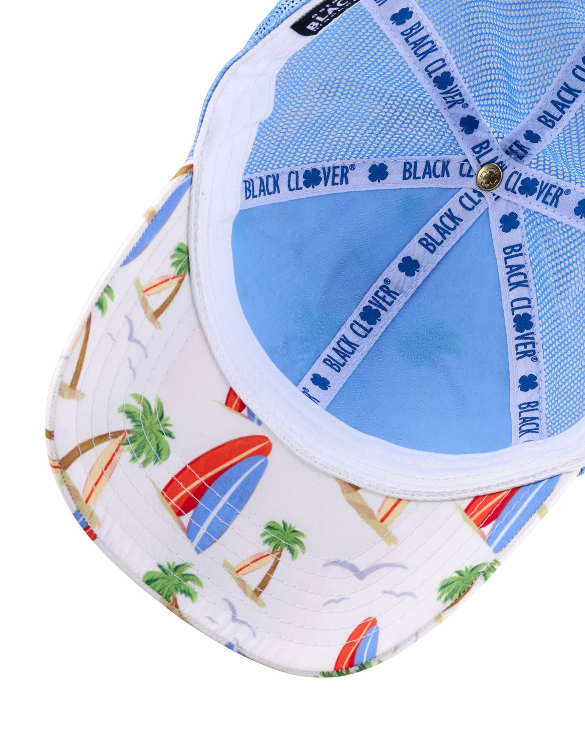 Unisex White and Blue Floral Print Tropical Trucker Hat