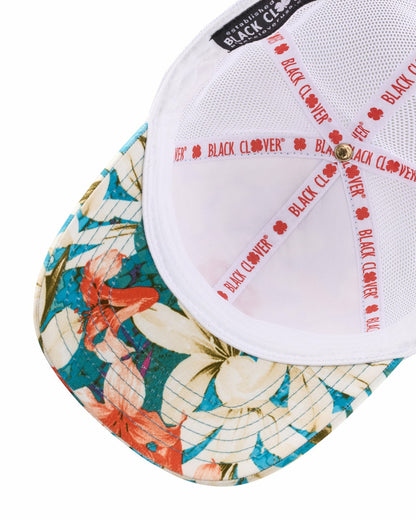 Unisex Red and Blue Floral Print Tropical Trucker Hat