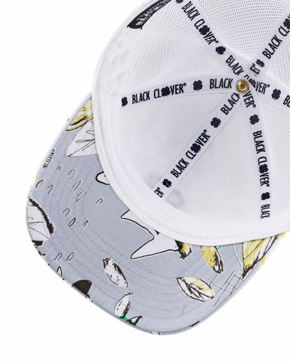 Unisex Blue and Navy Floral Print Tropical Trucker Hat